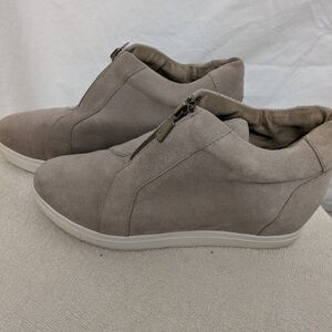 Blondo Waterproof Taupe Suede Wedge Sneakers